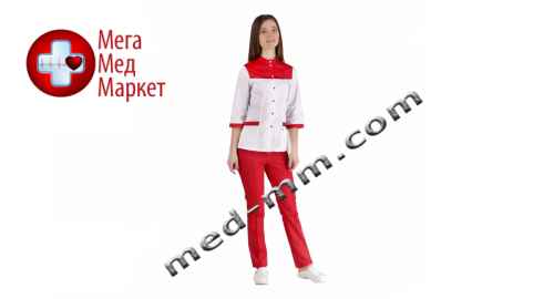 Купить Медицинский костюм Амстердам белый/красный №1041 цена, характеристики, отзывы